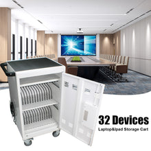 Load image into Gallery viewer, Mobile Charging Cart and Cabinet for Tablets Laptops 30-Device With Combination Lock(White)