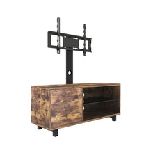 Load image into Gallery viewer, Rustic Brown TV Console with push-to-open Storage Cabinet for TV up to 65in Wood &glass TV Stand for Living Room Bedroom