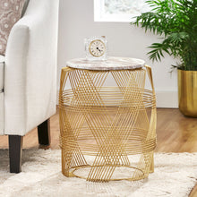 Load image into Gallery viewer, ROUND WIRE TABLE WITH MARBLE TOP