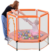 Load image into Gallery viewer, 55'' Toddlers Trampoline with Safety Enclosure Net and Balls, Indoor Outdoor Mini Trampoline for Kids