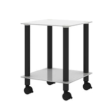Load image into Gallery viewer, 1-Piece White+Black Side Table , 2-Tier Space End Table ,Modern Night Stand, Sofa table, Side Table with Storage Shelve