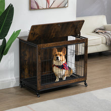 Load image into Gallery viewer, 23.6"L x 20"W x 26"H Dog Crate Furniture with Cushion, Wooden Dog Crate Table, Double-Doors Dog Furniture, Dog Kennel Indoor for Small Dog, Dog House, Dog Cage Small, Rustic Brown