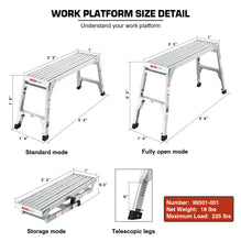 Load image into Gallery viewer, Aluminum Work Platform Large Size Step Stool Folding Portable Work Bench 40" Width Telescopic Feet 22" -27.5" Height Adjustable