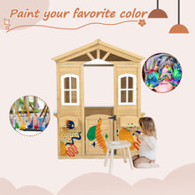 Load image into Gallery viewer, Wooden Playhouse for Kids Outdoor with Working Door, Windows, Mailbox, Flowers Pot Holder, 39" x 38" x 55.5"