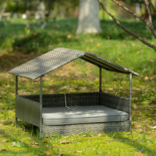 Load image into Gallery viewer, Dog Bed, Pet Bed, Pet Enclosures, Pet Outdoor Furniture, Pet Patio Furniture, Seasonal PE Wicker Pet Furniture, Dog Bed With Canopy