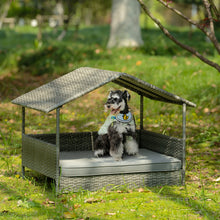 Load image into Gallery viewer, Dog Bed, Pet Bed, Pet Enclosures, Pet Outdoor Furniture, Pet Patio Furniture, Seasonal PE Wicker Pet Furniture, Dog Bed With Canopy