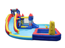 Load image into Gallery viewer, 10 in1 Inflatable slide water park bouncing house garden with splash pool & water gun & basketball & climbing wall & dual pools & soccer