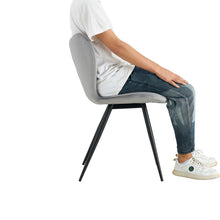 Load image into Gallery viewer, Dining chairs set of 2, Grey velvet Chair modern kitchen chair with metal leg