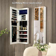 Load image into Gallery viewer, Fashion Simple Jewelry Storage Mirror Cabinet With LED Lights Can Be Hung On The Door Or Wall