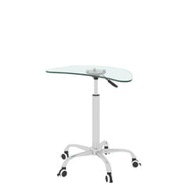 Load image into Gallery viewer, Adjustable Height Transparent Tempered Glass Table Desk Table with Lockable Wheels(Adjustable Range 24.2 "~32.7 ")