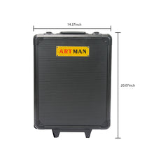 Load image into Gallery viewer, Black Hand Tool Box with 4 Layers of Toolset and Wheels