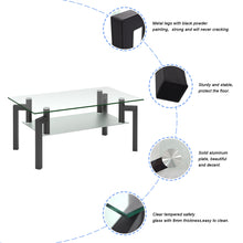 Load image into Gallery viewer, Rectangle Black Glass Coffee Table, Clear Coffee Table,Modern Side Center Tables for Living Room, Living Room Furniture