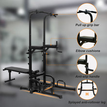 Load image into Gallery viewer, Power Tower with Bench Pull Up Bar Dip Station Adjustable Height Dip Stand Heavy Duty Multi-Function Fitness Rack