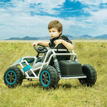 Load image into Gallery viewer, Blue, 24V Ultimate Go-Kart, Ride On Toy for Big Kids Ages 6+, 2x200W Powerful Motor, 6MPH Outdoor/Off road/Dirt Road Electric Car, Wide Seat, Metal Frame, Strong Shock Absorbers, High/Low Speed, Gift