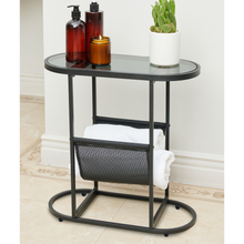 Load image into Gallery viewer, Glass Oval Small Side Tables Living Room Small Space With Magazines Organizer Storage Space (Set of 2)