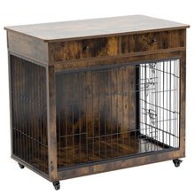 Load image into Gallery viewer, Dog Crate Furniture, Wooden Dog House, Decorative Dog Kennel with Drawer, Indoor Pet Crate End Table for Small Dog, Steel-Tube Dog Cage, Chew-Proof, Rustic Brown 31.7" L×23.2" W×33" H