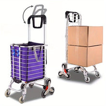 Load image into Gallery viewer, Grocery Laundry Utility Foldable Shopping Cart Trolley, Aluminum Alloy 8-Wheel Stair Climbing, Load Capacity 35L
