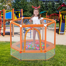 Load image into Gallery viewer, 55'' Toddlers Trampoline with Safety Enclosure Net and Balls, Indoor Outdoor Mini Trampoline for Kids