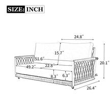 Load image into Gallery viewer, TREXM 1-Piece Woven Rope Outdoor Swing Sofa with Soft Cushions Seating 2 for Patio, Courtyard and Balcony (Light Grey)