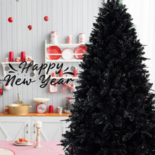 Load image into Gallery viewer, 7.5ft Pre-Lit Black Christmas Tree, Full Halloween Xmas Artificial Tree 2156 Branch Tips, 500 Lights, Metal Hinges, Foldable Base, Holiday Decoration - Black