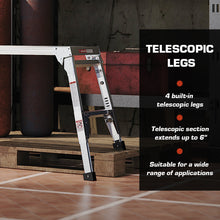 Load image into Gallery viewer, Aluminum Work Platform Large Size Step Stool Folding Portable Work Bench 40" Width Telescopic Feet 22" -27.5" Height Adjustable
