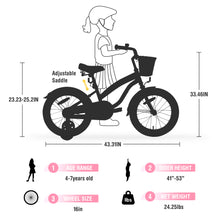 Load image into Gallery viewer, Multiple Colors,Girls Bike for 4-7Years Old Kids,16 inch wheel ,Training Wheels Included