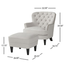 Load image into Gallery viewer, Contemporary Light Grey Fabric Club Chair and Ottoman Set, Stylish Upholstered Armchair with Matching Ottoman, Ideal for Modern Living Room Comfort and Style