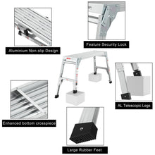 Load image into Gallery viewer, Aluminum Work Platform Large Size Step Stool Folding Portable Work Bench 40" Width Telescopic Feet 22" -27.5" Height Adjustable