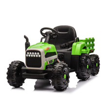 Load image into Gallery viewer, Ride on Tractor with Trailer,12V Battery Powered Electric Tractor Toy w/Remote Control,electric car for kids,Three speed adjustable,Power display, USB,MP3 ,Bluetooth,LED light,Two-point safety belt