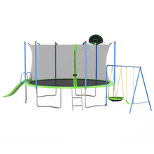 Load image into Gallery viewer, 12FT Trampoline with Slide and Swings, ASTM Approved Large Recreational Trampoline with Basketball Hoop and Ladder,Outdoor Backyard Trampoline with Net, Capacity for Kids and Adults