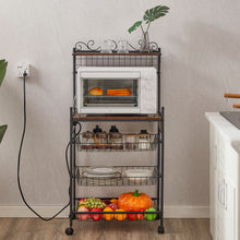 Load image into Gallery viewer, Removable Microwave& Oven Shelf Wire Basket, Kitchen Storage Shelf Rack for Spices, Pots and Pans, Wheels with Anti-skid Locks