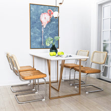 Load image into Gallery viewer, Set of 4, Leather Dining Chair with High-Density Sponge, Rattan Chair for Dining room, Living room, Bedroom, Brown