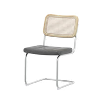 Load image into Gallery viewer, Set of 2, Leather Dining Chair with High-Density Sponge, Rattan Chair for Dining room, Living room, Bedroom, Gray