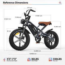 Load image into Gallery viewer, JANSNO Electric Bike 20" x 4.0 Electric Bike for Adults with 750W Brushless Motor, Long-Lasting 48V 14Ah Removable Battery, 7-Speed Transmission , 20 Inch Fat Tires,Integrated wheels,UL Certified.