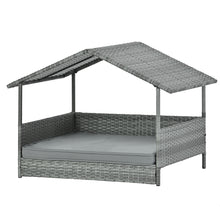 Load image into Gallery viewer, Dog Bed, Pet Bed, Pet Enclosures, Pet Outdoor Furniture, Pet Patio Furniture, Seasonal PE Wicker Pet Furniture, Dog Bed With Canopy