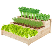 Load image into Gallery viewer, 48.6 x 48.6 x 21in Raised Garden Bed Horticulture Outdoor Elevated Flower Box Tiered Garden Bed Wooden Vegetables Growing Planter for Backyard/Patio/Gardener Natural