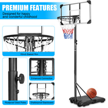 Load image into Gallery viewer, Portable Basketball Goal System with Stable Base and Wheels, use for Indoor Outdoor teenagers youth height adjustable 5.6 to 7ft Basketball Hoop 28 Inch Backboard