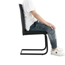 Load image into Gallery viewer, Dining chairs set of 2, Black PU Chair modern kitchen chair with metal leg