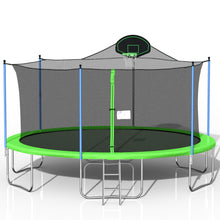 Load image into Gallery viewer, 16FT Trampoline for Adults & Kids with Basketball Hoop, Outdoor Trampolines w/Ladder and Safety Enclosure Net for Kids and Adults