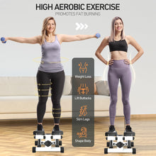 Load image into Gallery viewer, Mini Steppers for Exercise, Stair Stepper with Resistance Bands, Mini Stepper with 300LBS Loading Capacity, Hydraulic Fitness Stepper with LCD Monitor(Black+White)