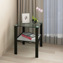 Load image into Gallery viewer, Glass two layer tea table, small round table, bedroom corner table, living room black side table