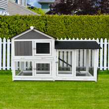 Load image into Gallery viewer, Removable Tray Ramp wooden outdoor rabbit hutch with running cage
