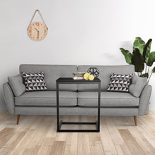 Load image into Gallery viewer, YSSOA C Shaped Sofa Side End Table with Hardwood Surface, 13.75" D x 21.75" W x 27" H, Black