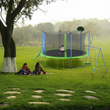 Load image into Gallery viewer, 14FT Trampoline with Slide and Swings, ASTM Approved Large Recreational Trampoline with Basketball Hoop and Ladder,Outdoor Backyard Trampoline with Net, Capacity for Kids and Adults