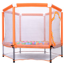 Load image into Gallery viewer, 55'' Toddlers Trampoline with Safety Enclosure Net and Balls, Indoor Outdoor Mini Trampoline for Kids