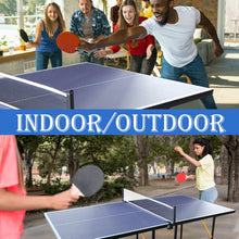 Load image into Gallery viewer, 6ft Mid-Size Table Tennis Table Foldable & Portable Ping Pong Table Set for Indoor & Outdoor Games with Net, 2 Table Tennis Paddles and 3 Balls Blue