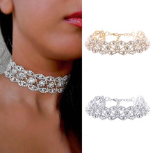 Load image into Gallery viewer, Luxury Diamond Crystal Rhinestone Pendant Choker Collar Gold Silver Chain Necklace Women Wedding Jewelry