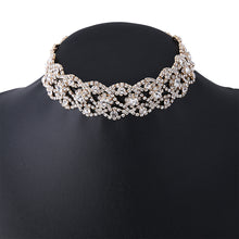 Load image into Gallery viewer, Luxury Diamond Crystal Rhinestone Pendant Choker Collar Gold Silver Chain Necklace Women Wedding Jewelry
