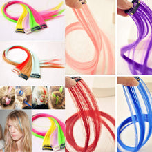 Load image into Gallery viewer, Women 22" Clip On In Colorful Straight Synthetic Hair Toupee Highlight Hair Extension Hair Pieces