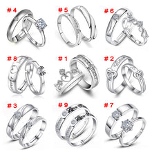 Load image into Gallery viewer, 1 Pair 925 Silver Plated Heart Lovers Couple Promise Rings Set Zircon Crystal Diamond Wedding Ring Jewelry